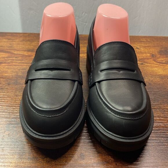 Eloquii Elements Wm’s Sz 7 W Black Slip On Platform Lug Sole Loafer Shoes - Picture 2 of 8